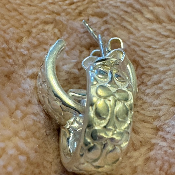 Coach small earrings real silver 1/2 inch authentic - Picture 3 of 5